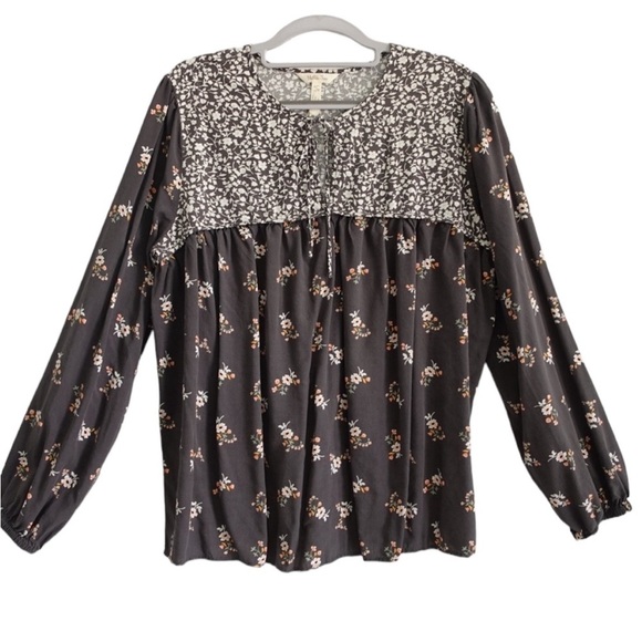 Matilda Jane Dream In the Breezeway Long Sleeve Blouse Sz L Floral V-Neck Boho - Picture 1 of 10